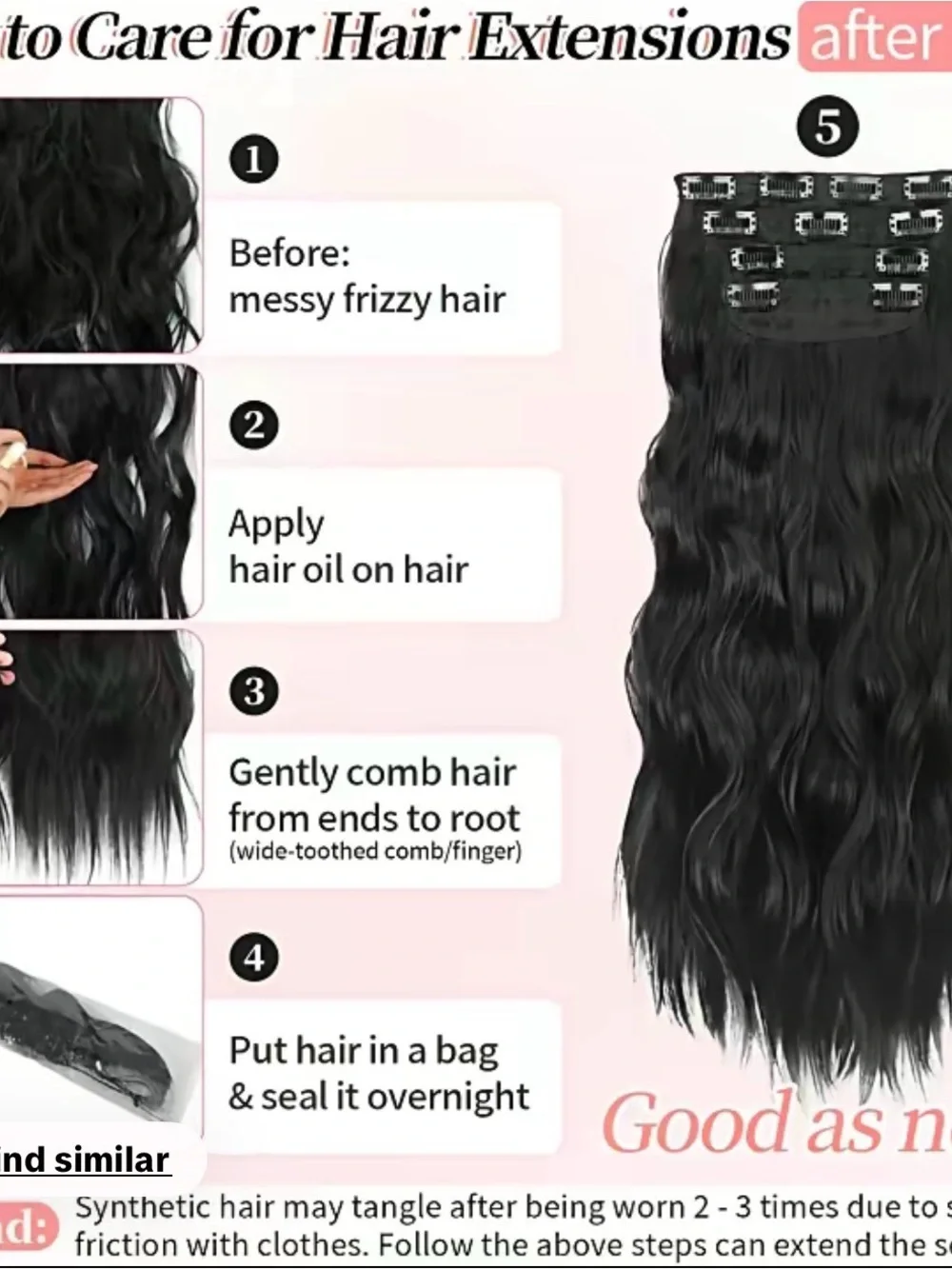Clip-In Wavy Hair Extensions - Black